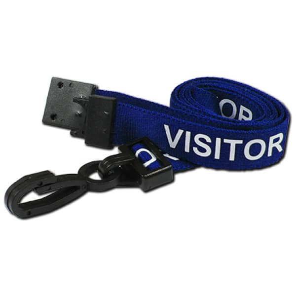 Blue Visitor ID Neck Lanyards Pre-Printed Breakaway With Plastic Clip – Perfect for Events and Conferences. Lanyards Plastic Card Supplier