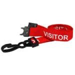 Red Visitor ID Neck Lanyards Pre-Printed Breakaway With Plastic Clip – Perfect for Events and Conferences. Lanyards Plastic Card Supplier