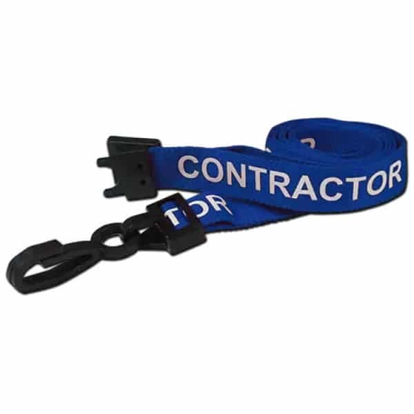 Blue Contractor ID Neck Lanyards Pre-Printed Breakaway With Plastic Clip Contractor Lanyards Plastic Card Supplier