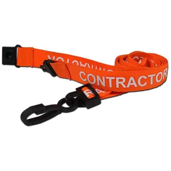 Orange Contractor Neck Lanyard With Plastic Clip – Durable and Secure Contractor Lanyards Plastic Card Supplier