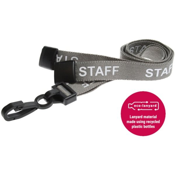 15mm Recycled Grey Staff Lanyards with Plastic J Clip Education Lanyards Plastic Card Supplier