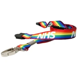 NHS Rainbow Lanyard with Metal Lobster Clip & Double Breakaway Healthcare Lanyards Plastic Card Supplier