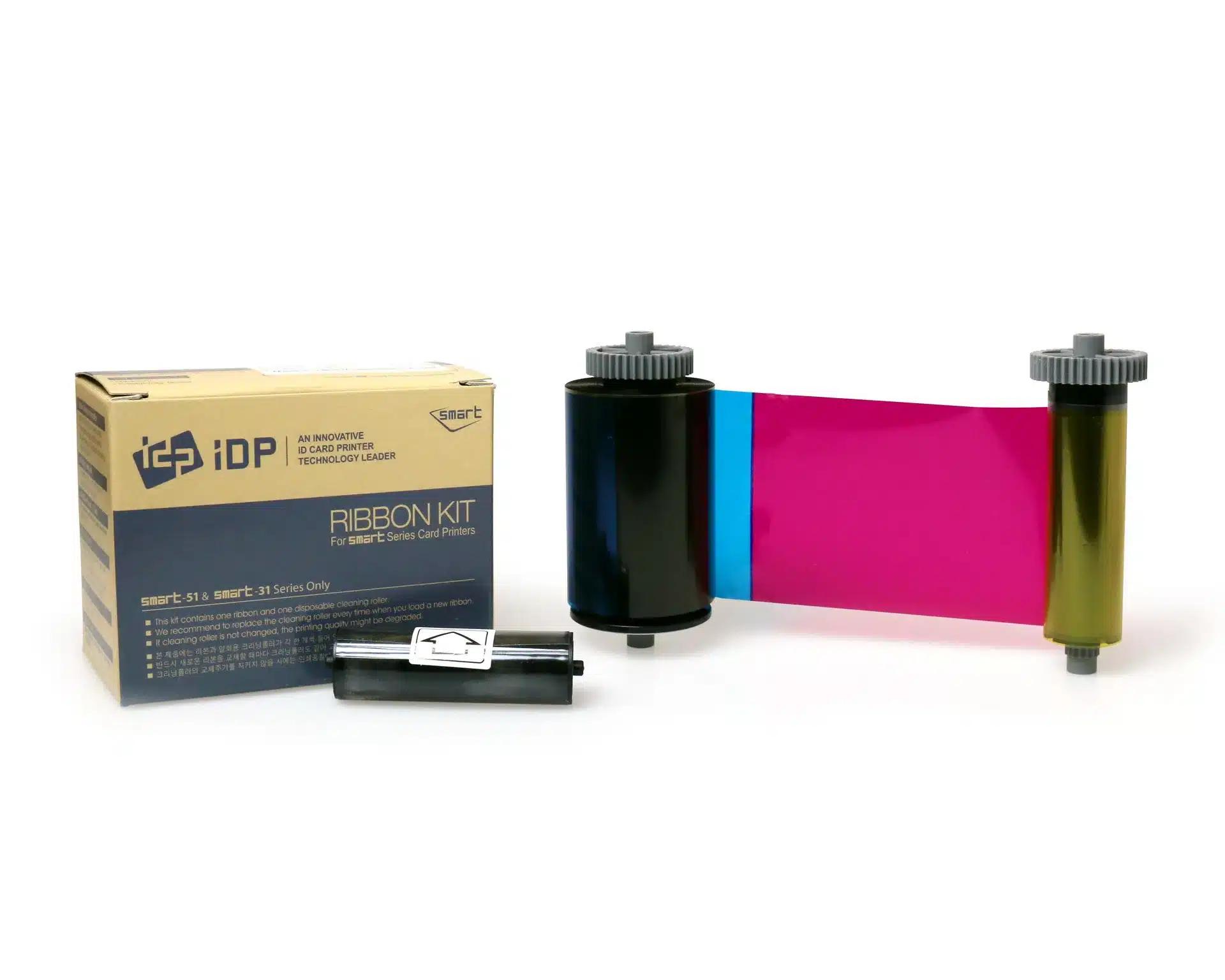 Smart-51 & 31 YMCFKO Full Colour 659380 Ribbon with UV Panel and Cleaning Roller (200 Prints) IDP Ribbons Plastic Card Supplier