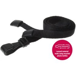 10mm Recycled Plain Black Lanyards with Plastic J Clip Id Card Accessories Plastic Card Supplier