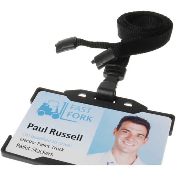 10mm Recycled Plain Black Lanyards with Plastic J Clip Id Card Accessories Plastic Card Supplier