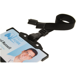 10mm Recycled Plain Black Lanyards with Plastic J Clip Id Card Accessories Plastic Card Supplier