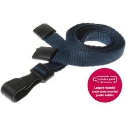 10mm Recycled Plain Dark Blue Lanyards with Plastic J Clip J-Clip Lanyards Plastic Card Supplier