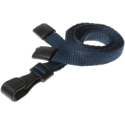 10mm Recycled Plain Dark Blue Lanyards with Plastic J Clip J-Clip Lanyards Plastic Card Supplier