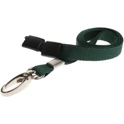 10mm Recycled Plain Dark Green Lanyards with Metal Lobster Clip ECO Products Plastic Card Supplier