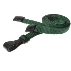 10mm Recycled Plain Dark Green Lanyards with Plastic J Clip Id Card Accessories Plastic Card Supplier