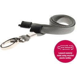 10mm Recycled Plain Grey Lanyards with Metal Lobster Clip ECO Products Plastic Card Supplier