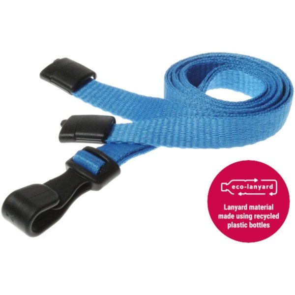 10mm Recycled Plain Light Blue Lanyards with Plastic J Clip J-Clip Lanyards Plastic Card Supplier