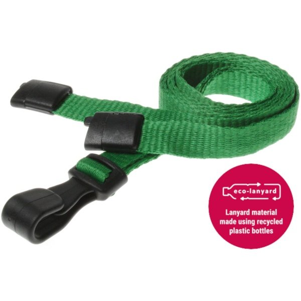 10mm Recycled Plain Light Green Lanyards with Plastic J Clip Id Card Accessories Plastic Card Supplier