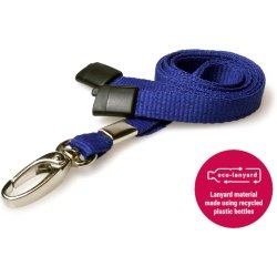 10mm Recycled Plain Navy Blue Lanyards with Metal Lobster Clip ECO Products Plastic Card Supplier