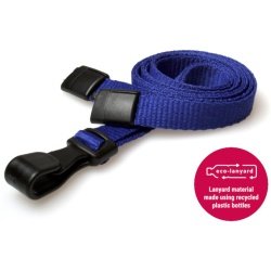 10mm Recycled Plain Navy Blue Lanyards with Plastic J Clip Id Card Accessories Plastic Card Supplier