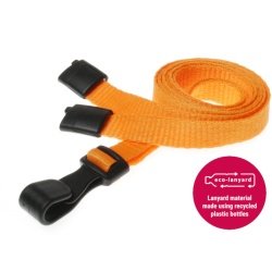 10mm Recycled Plain Orange Lanyards with Plastic J Clip Id Card Accessories Plastic Card Supplier