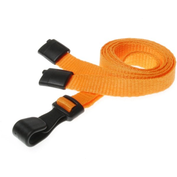 10mm Recycled Plain Orange Lanyards with Plastic J Clip Id Card Accessories Plastic Card Supplier