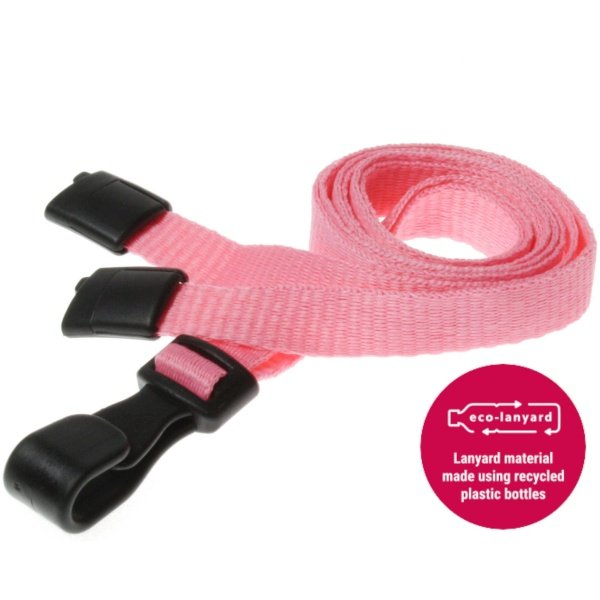 10mm Recycled Plain Pink Lanyards with Plastic J Clip Id Card Accessories Plastic Card Supplier