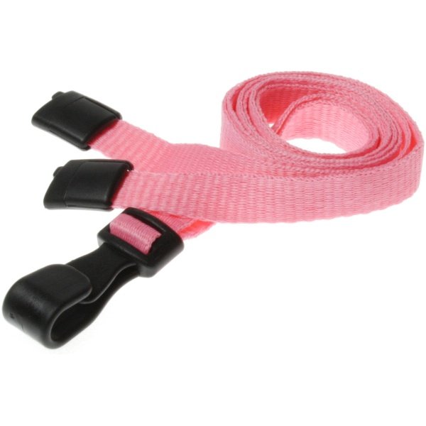 10mm Recycled Plain Pink Lanyards with Plastic J Clip Id Card Accessories Plastic Card Supplier