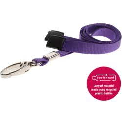 10mm Recycled Plain Purple Lanyards with Metal Lobster Clip ECO Products Plastic Card Supplier