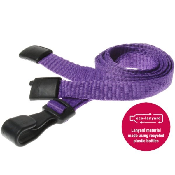 10mm Recycled Plain Purple Lanyards with Plastic J Clip Id Card Accessories Plastic Card Supplier