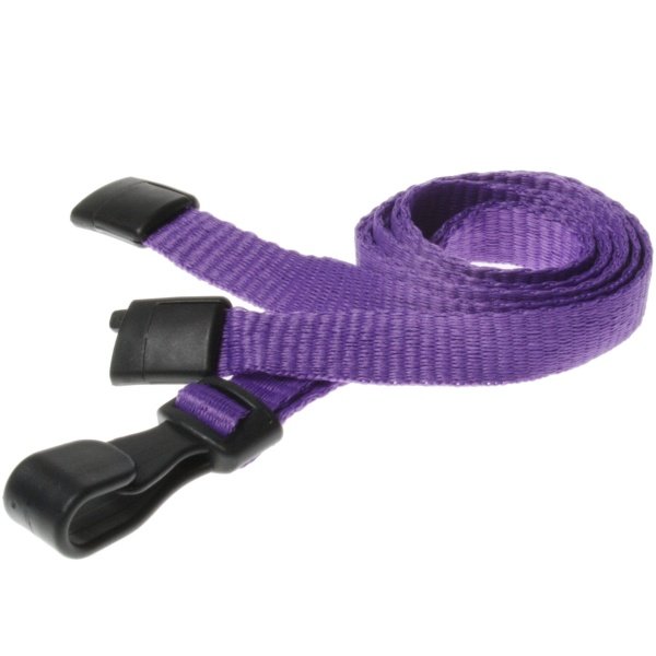 10mm Recycled Plain Purple Lanyards with Plastic J Clip Id Card Accessories Plastic Card Supplier