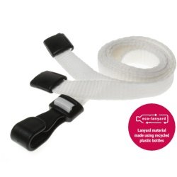 10mm Recycled Plain White Lanyards with Plastic J Clip Id Card Accessories Plastic Card Supplier