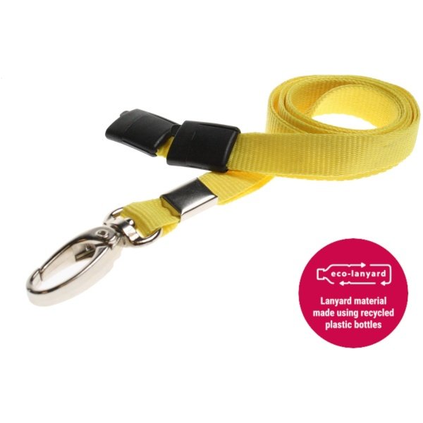 10mm Recycled Plain Yellow Lanyards with Metal Lobster Clip ECO Products Plastic Card Supplier