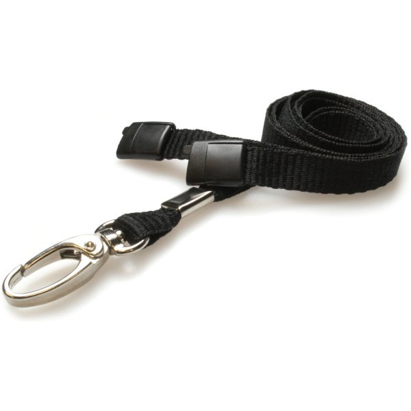 10mm Recycled Plain Black Lanyards with Metal Lobster Clip ECO Products Plastic Card Supplier