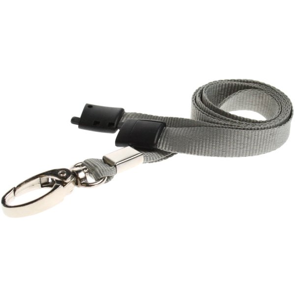 10mm Recycled Plain Grey Lanyards with Metal Lobster Clip ECO Products Plastic Card Supplier