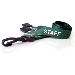 15mm Recycled Green Staff Lanyards with Plastic J Clip ECO Products Plastic Card Supplier