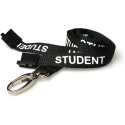 15mm Recycled Black Student Lanyards With Metal Lobster Clip ECO Products Plastic Card Supplier