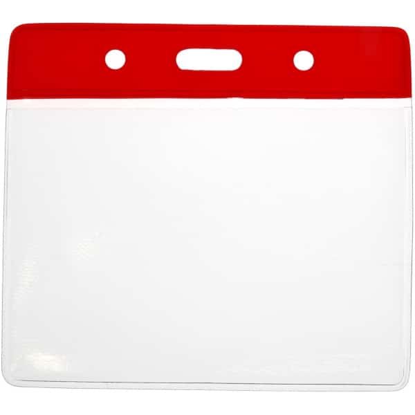 Vinyl Red Top Visitor Pass Holder – 91x65mm Flexible Card Holder Plastic Card Supplier