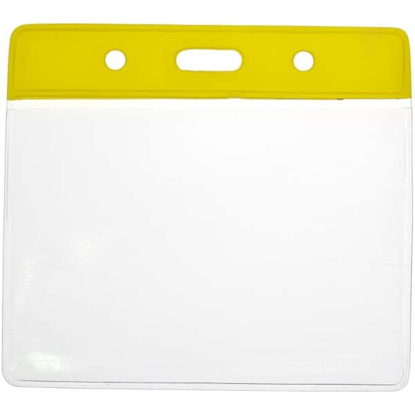 Vinyl Yellow Top Visitor Pass Holder – 91x65mm Flexible Card Holder Plastic Card Supplier