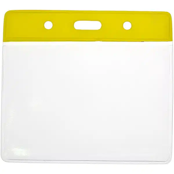 Vinyl Yellow Top Visitor Pass Holder – 91x65mm Flexible Card Holder Plastic Card Supplier