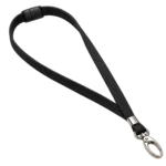 Black Lanyards with Metal Lobster Clip shown in an open loop with the fitting visible