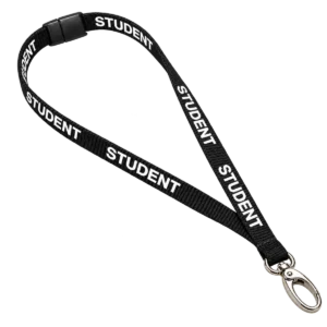 Black Student Lanyard With Metal Lobster Clip