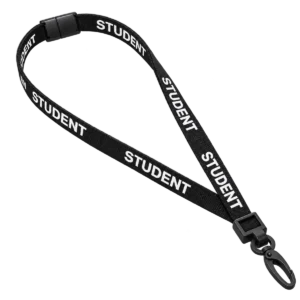 Black Student Lanyard with Plastic J Clip