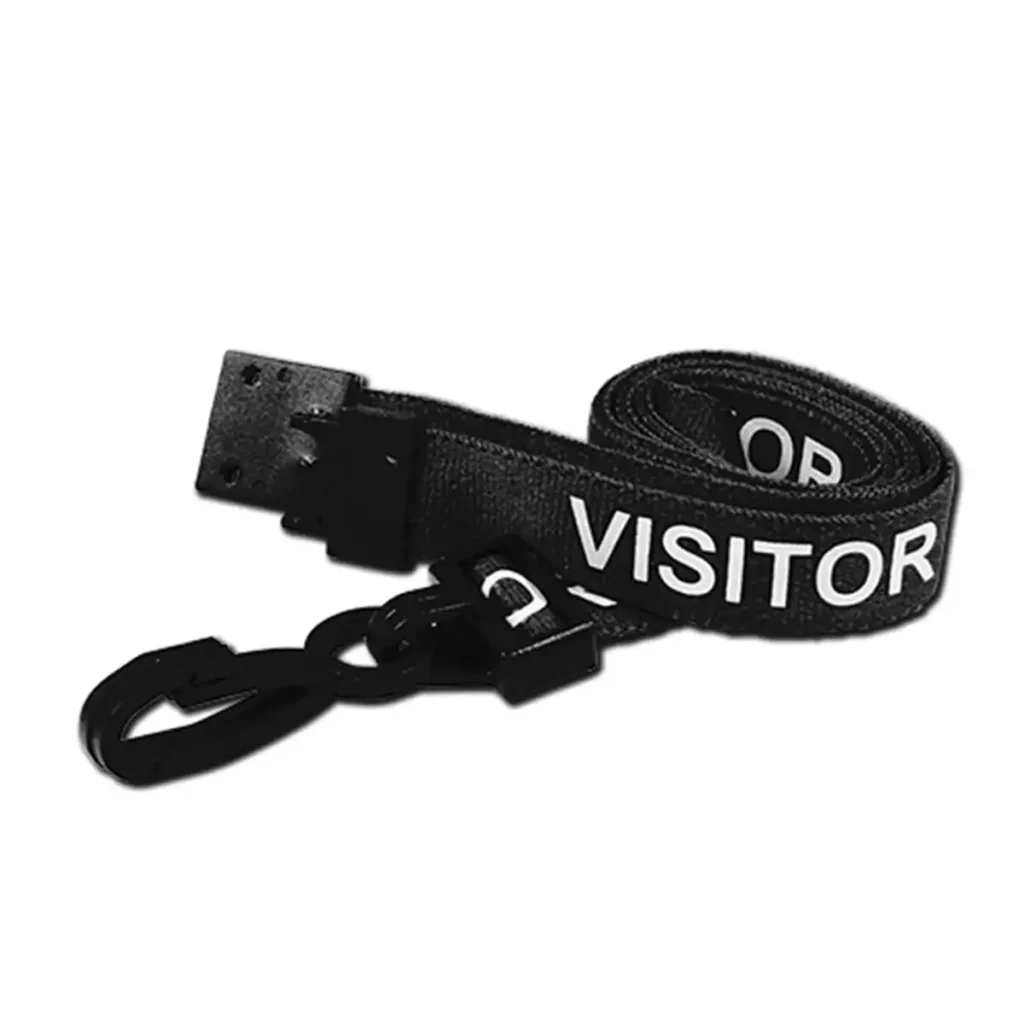 Black Visitor Lanyard With Plastic Clip