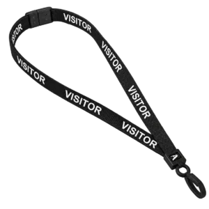 Black Visitor Lanyard With Plastic Clip