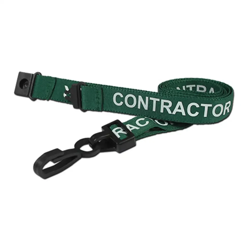 Green Contractor Lanyard With Plastic Clip