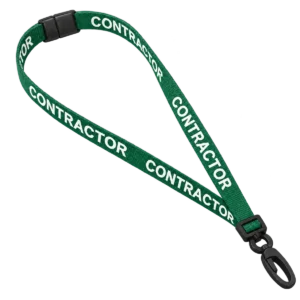 Green Contractor Lanyard With Plastic Clip