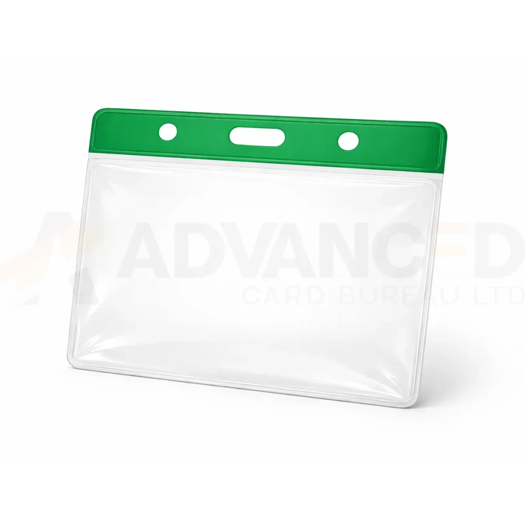 Vinyl Green Top Visitor Pass Holder – 91x65mm