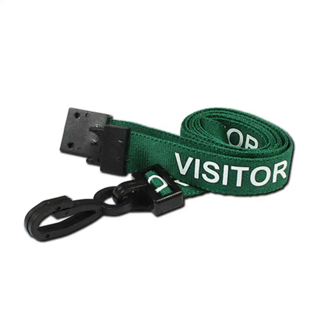 Green Visitor Lanyards with Plastic Clip Green Visitor Lanyards with Plastic Clip