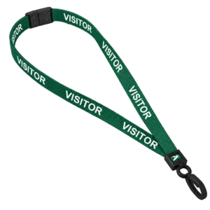 Green Visitor Lanyards with Plastic Clip
