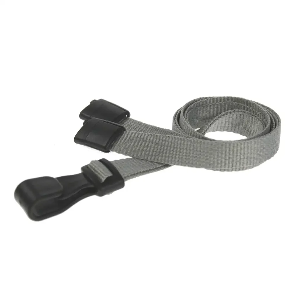 Grey Lanyards with Plastic J Clip