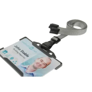 Grey Lanyard with Plastic J clip 4