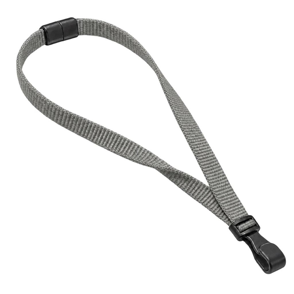 Grey Lanyards with Plastic J Clip Grey Lanyards with Plastic J Clip