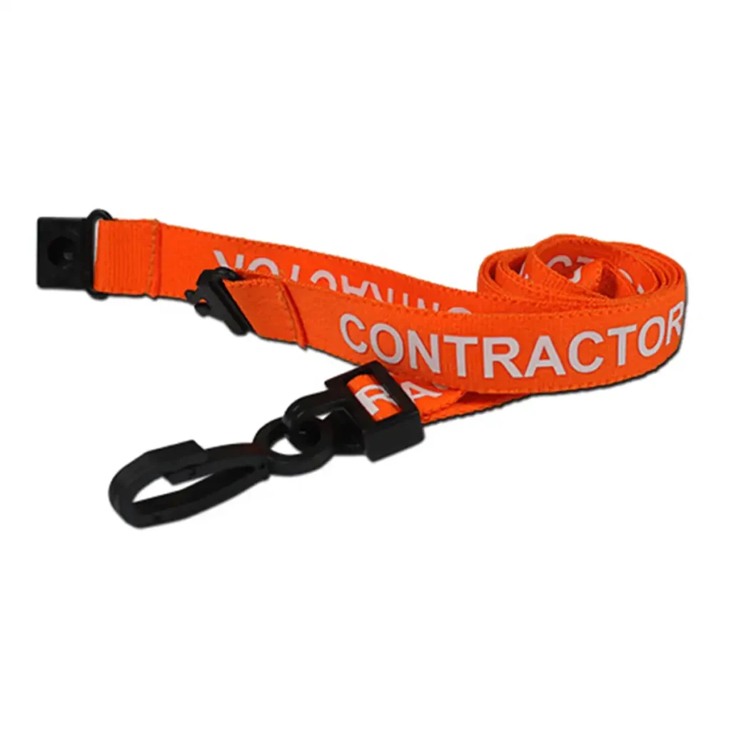 Orange Contractor Lanyard With Plastic Clip