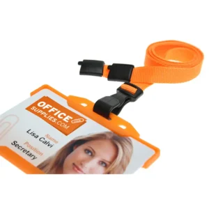 Orange Lanyard with Plastic J clip 4